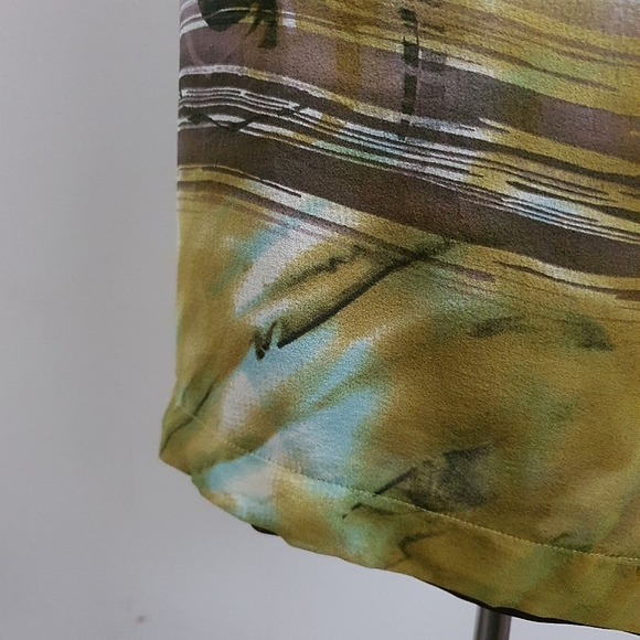 Taking Shape Silk Green Brown Print Midi Skirt Size 20 - Picture 8 of 9